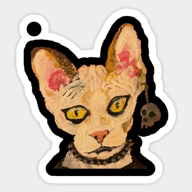 Hairless goth cat Sticker by jpat6000